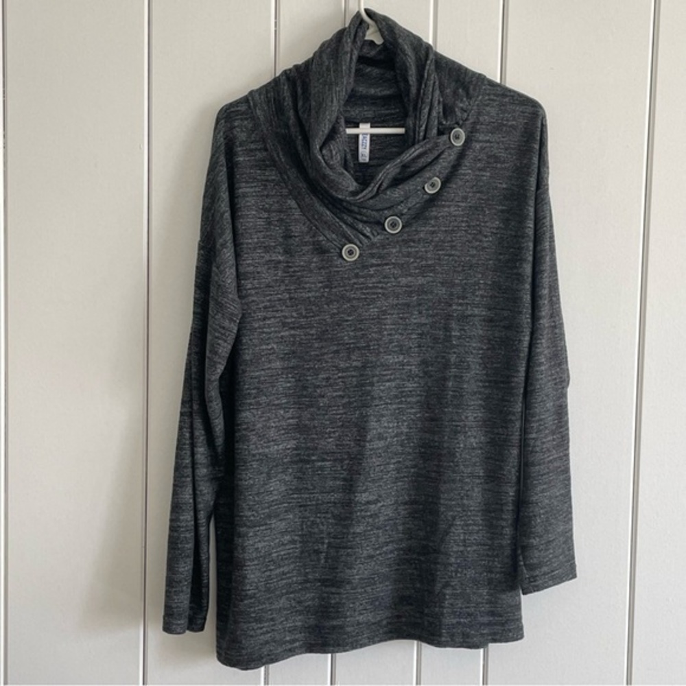 $5 SALE Long Sleeve Shirt NWT Faux Button Cowl Collar Accent Size XL Tunic Top